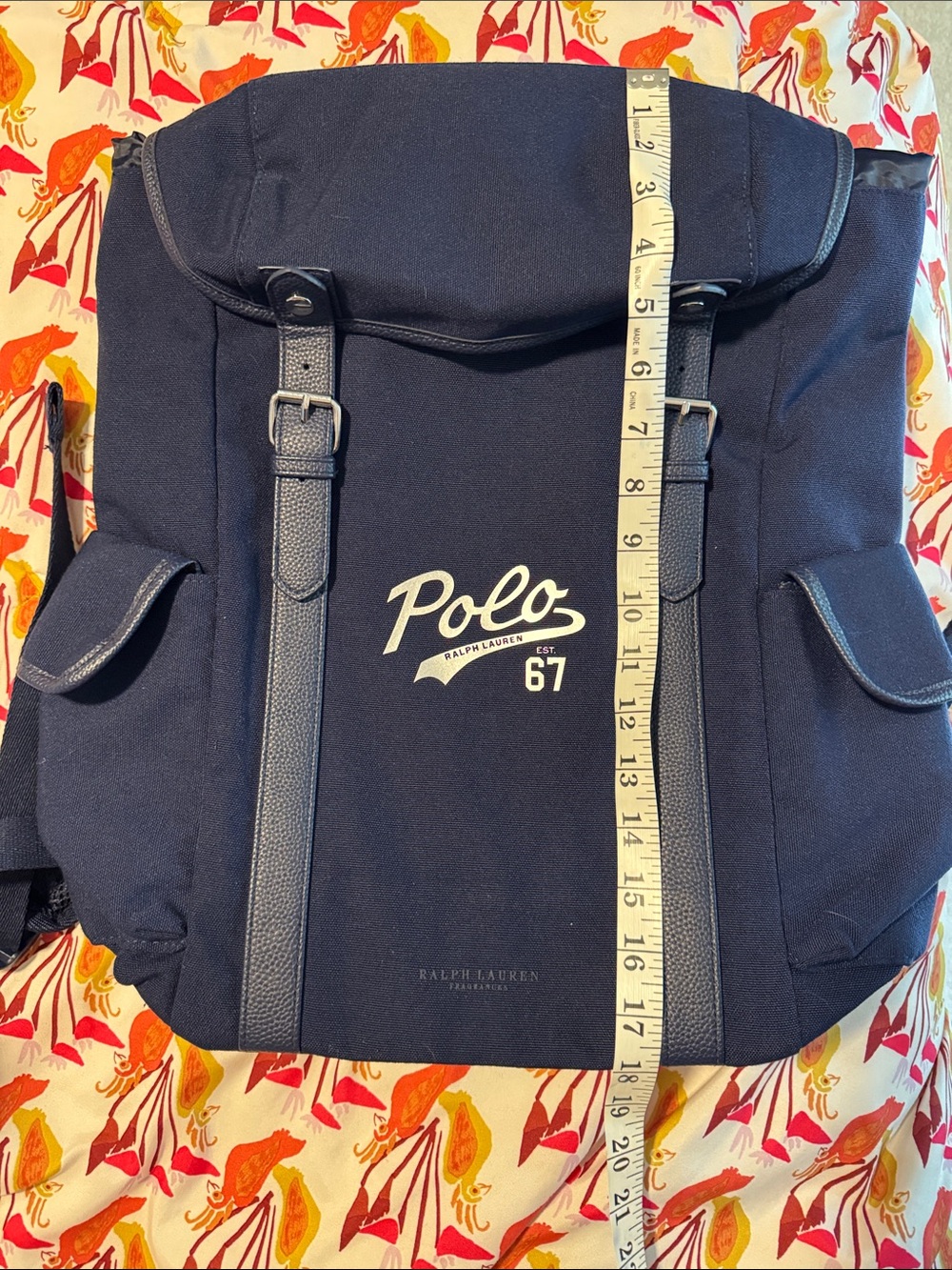 Polo by Ralph Lauren Navy Canvas Backpack with Polo 67 Logo
